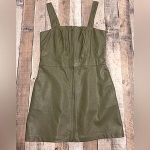 SALE‼️ Wild Fable Faux Leather Mini Dress Army Green Sleeveless Zip Front S